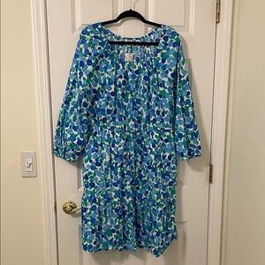J. Crew Factory Blue and Green Floral Long Sleeve Dress 20 NWT